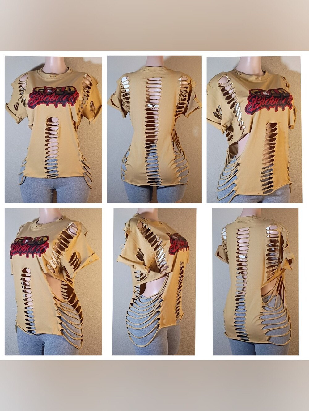Distressed San Francisco 49ers Custom Graphic Cutout Tee